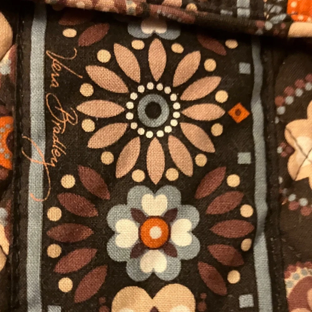 Vera Bradley Brown Floral Quilted Backpack with Orange and Cream Accents - Picture 8 of 8